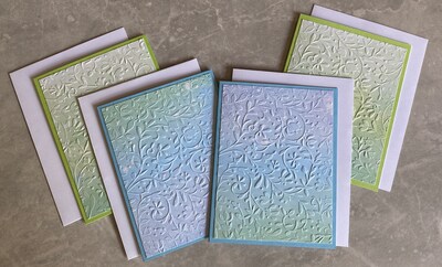 Blank Note Card Set, Embossed Cards, Greeting Cards, All Occasion Cards,  Set of 4 Notecards, Handmade Cards with Envelopes, Thank You Cards